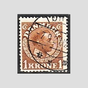 FRIMRKER DANMARK | 1913 - AFA 75 - Chr. X 1 Kr. gulbrun - Stemplet