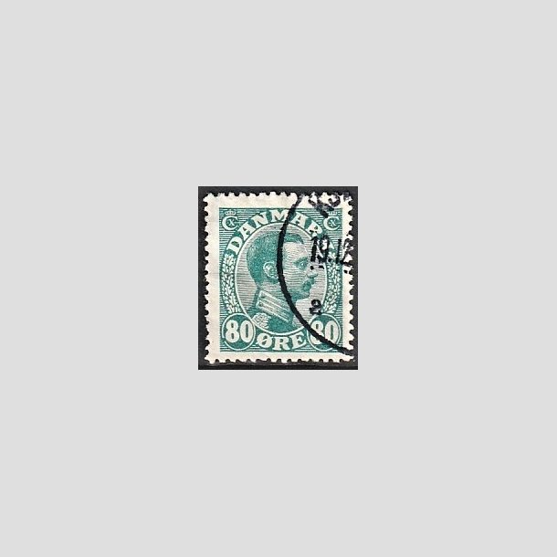 FRIMRKER DANMARK | 1915 - AFA 84 - Chr. X 80 re blgrn - Stemplet