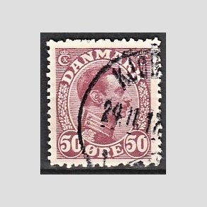 FRIMRKER DANMARK | 1913 - AFA 74 - Chr. X 50 re vinrd - Stemplet