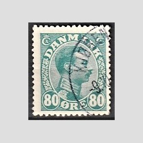 FRIMRKER DANMARK | 1915 - AFA 84 - Chr. X 80 re blgrn - Stemplet