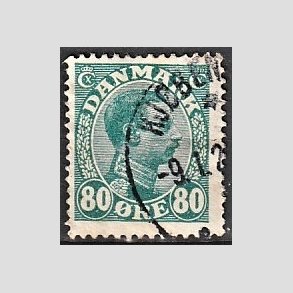 FRIMRKER DANMARK | 1915 - AFA 84 - Chr. X 80 re blgrn - Stemplet