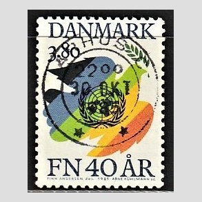FRIM�RKER DANMARK | 1985 - AFA 841 - FN 40 �r - 3,80 Kr. flerfarvet - Pragt Stemplet