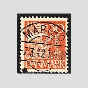 FRIM�RKER DANMARK | 1940 - AFA 259 - Karavel 30 �re orange Type II - Pragt Stemplet