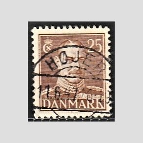 FRIMRKER DANMARK | 1942-44 - AFA 277 - Chr. X 25 re brun - Lux Stemplet Hjer