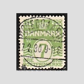 FRIM�RKER DANMARK | 1926-30 - AFA 167 - B�lgelinie 7 �re lysgr�n - Lux Stemplet