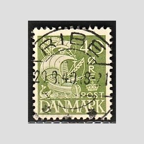FRIM�RKER DANMARK | 1933 - AFA 208 - Karavel 40 �re gr�n Type I - Lux Stemplet Ribe