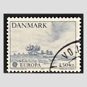 FRIMRKER DANMARK | 1977 - AFA 636 - Europamrke - 1,30 Kr. bl - Alm. god gennemsnitskvalitet - Stemplet (Photo eksempel)