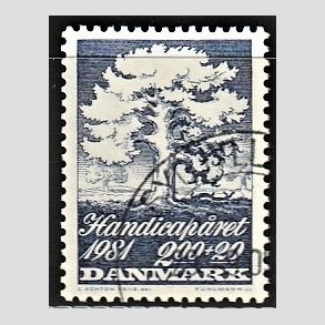 FRIMRKER DANMARK | 1981 - AFA 736 - Internationalt handicapr - 2,00 Kr. + 20 re bl - Alm. god gennemsnitskvalitet - Stemplet (Photo eksempel)