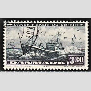 FRIMRKER DANMARK | 1984 - AFA 811 - Fiskeri og sfart - 3,30 Kr. sortbl/violet - Alm. god gennemsnitskvalitet - Stemplet (Photo eksempel)