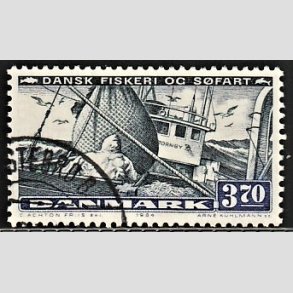 FRIMRKER DANMARK | 1984 - AFA 812 - Fiskeri og sfart - 3,70 Kr. sortbl/mrkbl - Alm. god gennemsnitskvalitet - Stemplet (Photo eksempel)