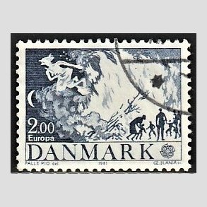 FRIMRKER DANMARK | 1981 - AFA 728 - Folklore - 2,00 Kr. bl - Alm. god gennemsnitskvalitet - Stemplet (Photo eksempel)