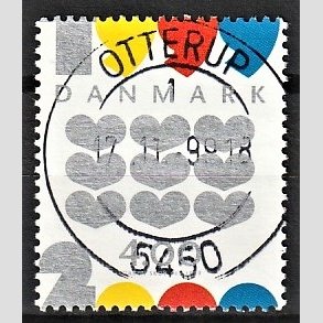 FRIM�RKER DANMARK | 1999 - AFA 1232 - Millennium-frim�rker - 4,00 Kr. Ni hjerter - Pragt Stemplet