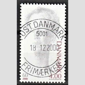 FRIMRKER DANMARK | 2000 - AFA 1239 - Droning Margrethe 60 r - 4,00 Kr. rdbrun/gr - Pragt Stemplet