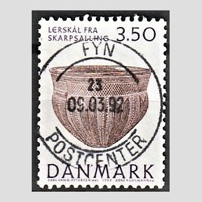 FRIM�RKER DANMARK | 1992 - AFA 1007 - Nationalmuseets samling - 3,50 Kr. lilla/brun - Pragt Stemplet