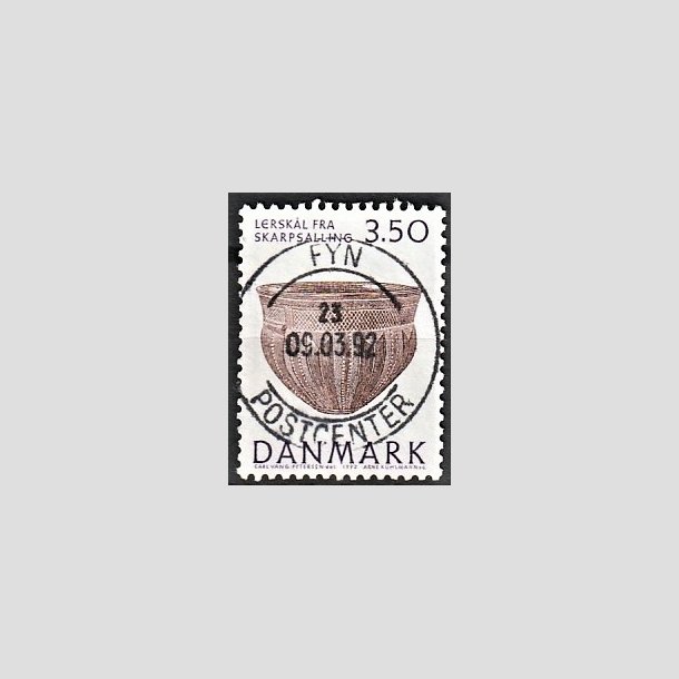 FRIMRKER DANMARK | 1992 - AFA 1007 - Nationalmuseets samling - 3,50 Kr. lilla/brun - Pragt Stemplet