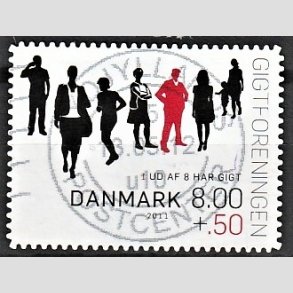 FRIMRKER DANMARK | 2011 - AFA 1646Ea - Gigtforeningen - 8,00 Kr. + 0,50 Kr. flerfarvet - Pragt Stemplet