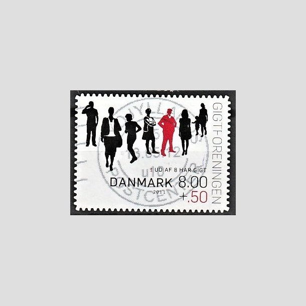 FRIMRKER DANMARK | 2011 - AFA 1646Ea - Gigtforeningen - 8,00 Kr. + 0,50 Kr. flerfarvet - Pragt Stemplet