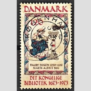 FRIM�RKER DANMARK | 1973 - AFA 550 - Det Kongelige Bibliotek 300 �r - 120 �re beige/brun/bl�/r�d - Pragt Stemplet K�benhavn