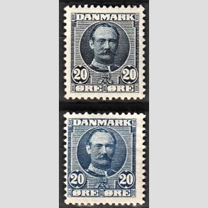 FRIM�RKER DANMARK | 1907 - AFA 56,56a - Frederik VIII 20 �re bl� og ultramarin - Ubrugt
