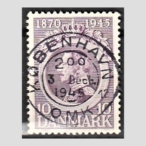 FRIM�RKER DANMARK | 1945 - AFA 290 - Chr. X 75 �r 10 �re violet - Pragt Stemplet K�benhavn