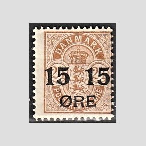 FRIMRKER DANMARK | 1904 - AFA 41 - 15/24 re brun provisorier - Ubrugt