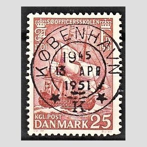 FRIM�RKER DANMARK | 1951 - AFA 328 - S�officerskolen 250 �r - 25 �re brunr�d - Pragt Stemplet