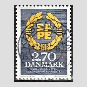 FRIM�RKER DANMARK | 1984 - AFA 801 - Europaparlamentet - 2,70 Kr. bl�gr�/gul - Pragt Stemplet