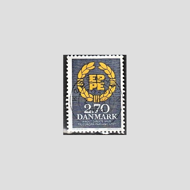 FRIMRKER DANMARK | 1984 - AFA 801 - Europaparlamentet - 2,70 Kr. blgr/gul - Pragt Stemplet