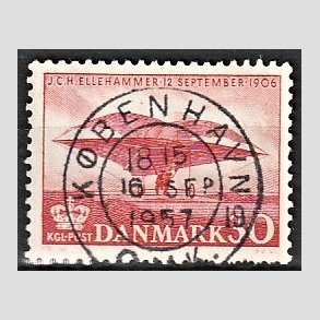 FRIM�RKER DANMARK | 1956 - AFA 366 - Ellehammer - 30 �re r�d - Pragt Stemplet