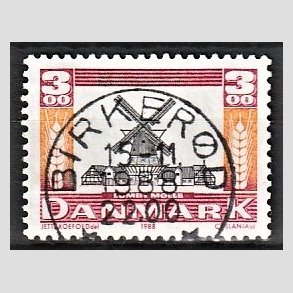 FRIM�RKER DANMARK | 1988 - AFA 919 - Gamle m�ller - 3,00 Kr. r�d/orange/sort - Pragt Stemplet Birker�d