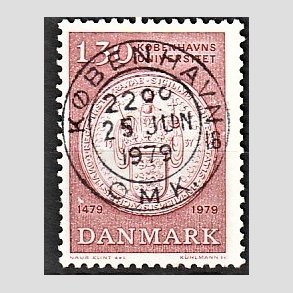 FRIM�RKER DANMARK | 1979 - AFA 673 - K�benhavns Universitet 500 �r - 1,30 Kr. r�d - Pragt Stemplet