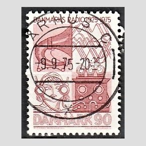 FRIM�RKER DANMARK | 1975 - AFA 583 - Danmarks Radio 50 �r - 90 �re r�d - Pragt Stemplet