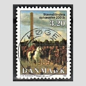 FRIM�RKER DANMARK | 1988 - AFA 910 - Stavnsb�ndets oph�velse 200 �r. - 3,20 Kr. flerfarvet - Lux Stemplet