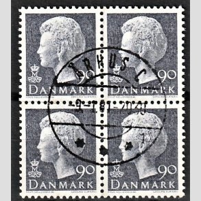 FRIMRKER DANMARK | 1979 - AFA 676 - Dronning Margrethe - 90 re blgr i 4-blok - Pragt Stemplet