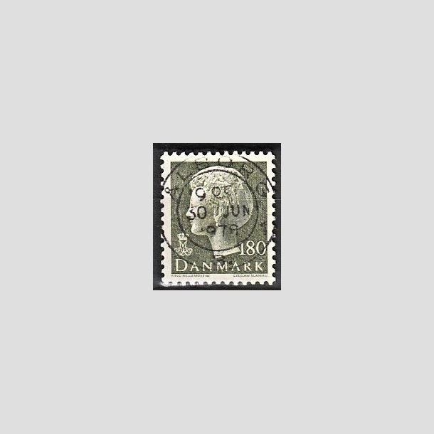 FRIMRKER DANMARK | 1977 - AFA 647 - Dronning Margrethe - 180 re sortgrn - Pragt Stemplet lborg