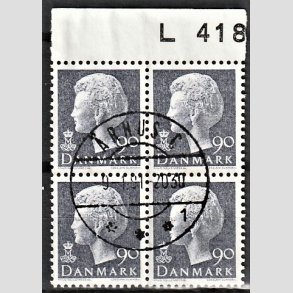 FRIMRKER DANMARK | 1979 - AFA 676 - Dronning Margrethe - 90 re blgr i 4-blok - Pragt Stemplet