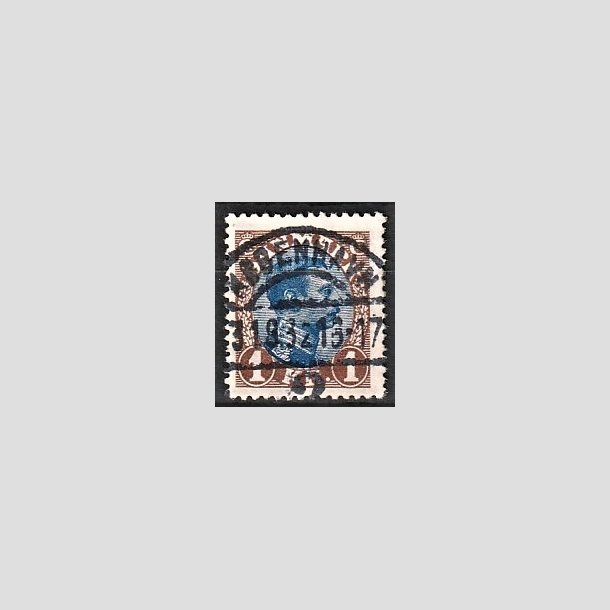 FRIMRKER DANMARK | 1921-22 - AFA 131a - Chr. X 1 Kr. brun/bl Type II - Lux Stemplet