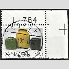 FRIM�RKER DANMARK | 1991 - AFA 995 - Dansk Brugskunst - 3,25 Kr. flerfarvet med marginal - Pragt Stemplet Borup