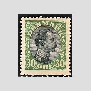 FRIMRKER DANMARK | 1918-20 - AFA 103 - Chr. X 30 re grn/sort - Postfrisk