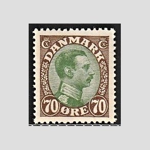 FRIMRKER DANMARK | 1918-20 - AFA 108 - Chr. X 70 re brun/grn - Postfrisk