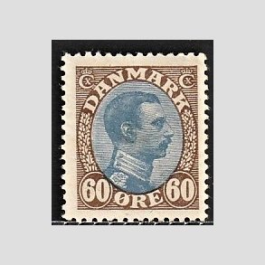 FRIMRKER DANMARK | 1918-20 - AFA 107 - Chr. X 60 re brun/bl - Ubrugt