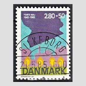 FRIMRKER DANMARK | 1985 - AFA 831 - 40-ret for befrielsen - 2,80 Kr. + 50 re flerfarvet - Pragt Stemplet Silkeborg