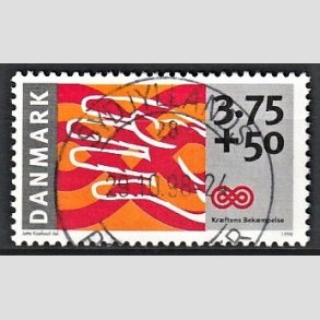 FRIMRKER DANMARK | 1998 - AFA 1186 - Krftens Bekmpelse - 3,75 Kr. + 50 re  flerfarvet - Pragt Stemplet