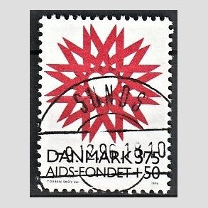 FRIMRKER DANMARK | 1996 - AFA 1130 - AIDS-Fondet - 3,75 Kr. + 50 re rd/sort - Pragt Stemplet