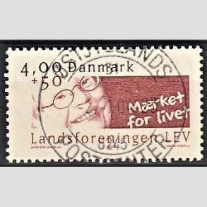 FRIMRKER DANMARK | 2002 - AFA 1314 - LEV - 4,00 Kr. + 50 re rd/sort - Pragt Stemplet