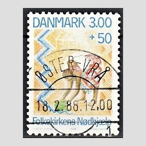 FRIMRKER DANMARK | 1988 - AFA 907 - Folkekirkens Ndhjlp - 3,00 Kr. + 50 re flerfarvet - Pragt Stemplet ster-Vr