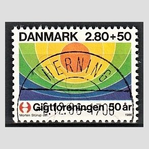 FRIMRKER DANMARK | 1986 - AFA 855 - Gigtforeningen 50 r - 2,80 Kr. + 50 re flerfarvet - Pragt Stemplet