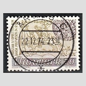 FRIM�RKER DANMARK | 1974 - AFA 580 - Danske Postv�sen 350 �r - 70 �re brun/oliven - Lux Stemplet