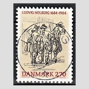 FRIM�RKER DANMARK | 1984 - AFA 814 - Ludvig Holberg - 2,70 Kr. flerfarvet - Pragt Stemplet