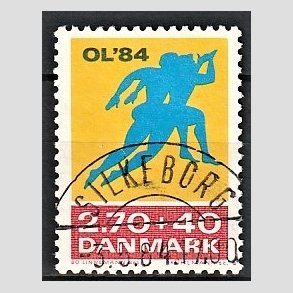 FRIMRKER DANMARK | 1984 - AFA 798 - Olympiske Lege 1984 - 2,70 Kr. + 40 re gul/rd/bl - Pragt Stemplet